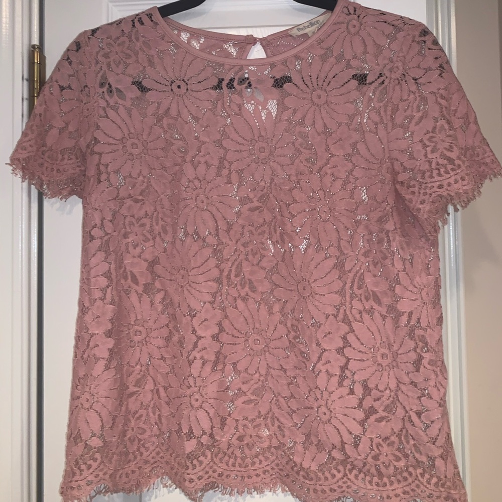 Rose colored lace blouse